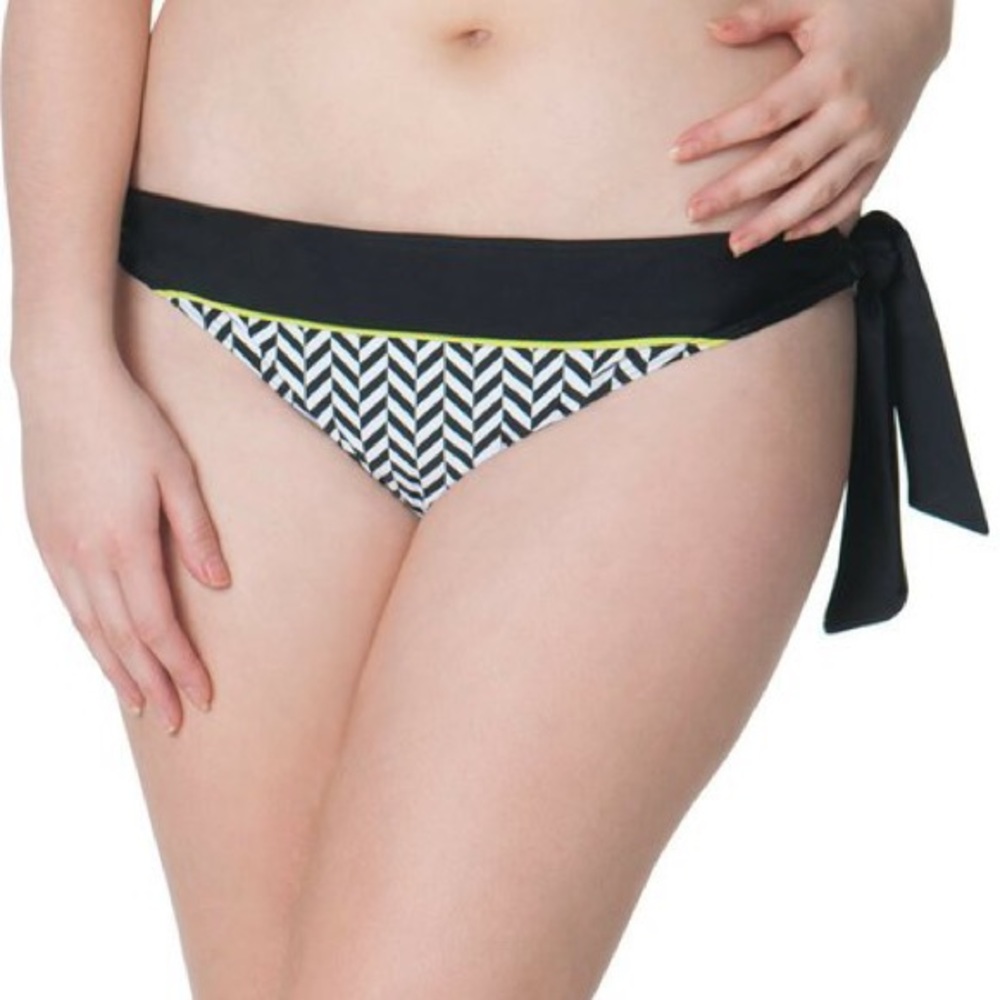 Curvy Kate Chevron Black White Green Bikini NWT
